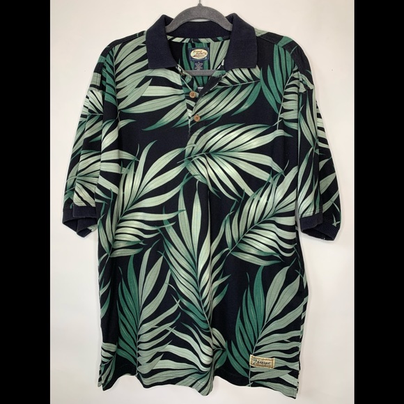 Tommy Bahama Other - Tommy Bahama Medium Polo Shirt Palm Leaves Black